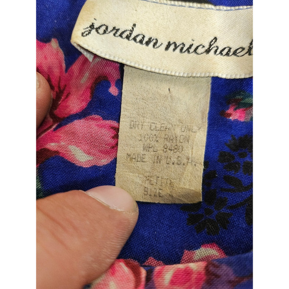Vintage Jordan Michaels Floral Size 4P Padded Long Dress Women's Flower Garden - Picture 10 of 15